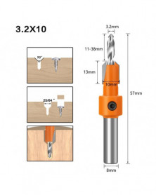 3,2 x 10 - Vástago de 8mm...