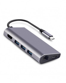 GRIS - Hub USB 8 en 1 de...