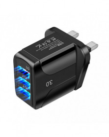 Negro - Cargador USB QC 3,0...